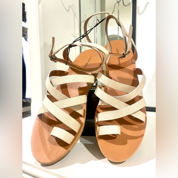 Lucky Brand Heysel beige cork wedge sandals size US 11R and EUR 42.5 man made - Picture 3 of 5